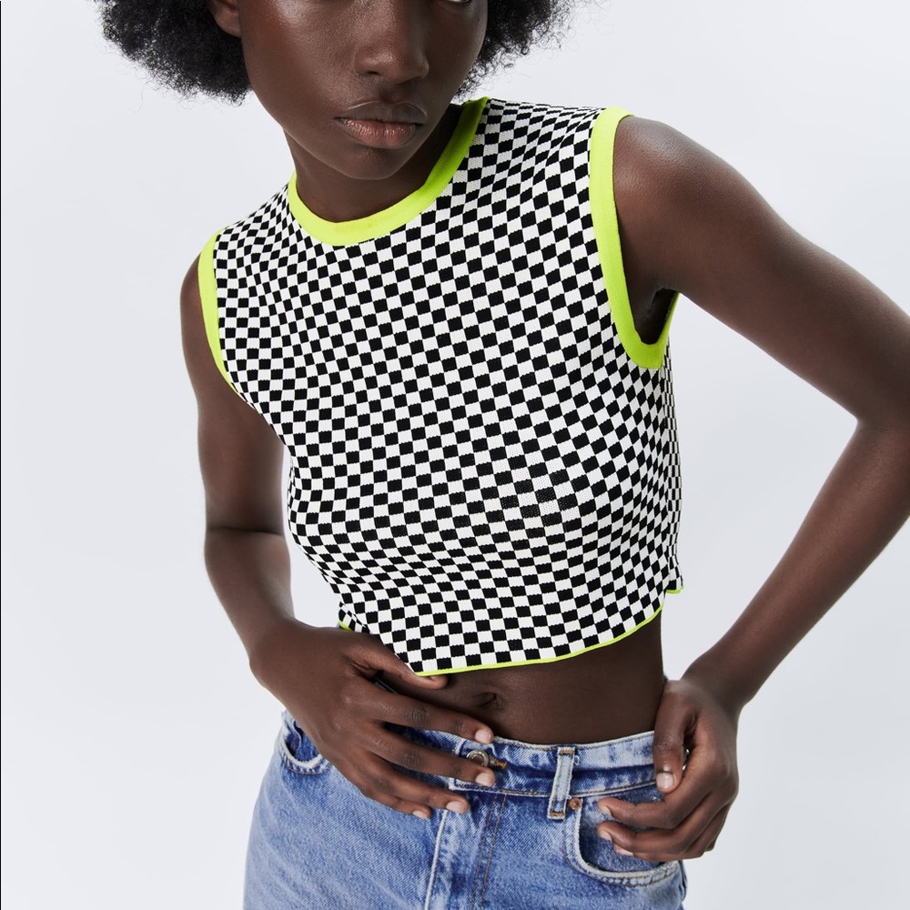 Zara plaid knit top